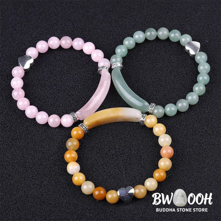 Natural Crystal Beads Unisex Heart Bracelet - BWOOOH - Bracelet