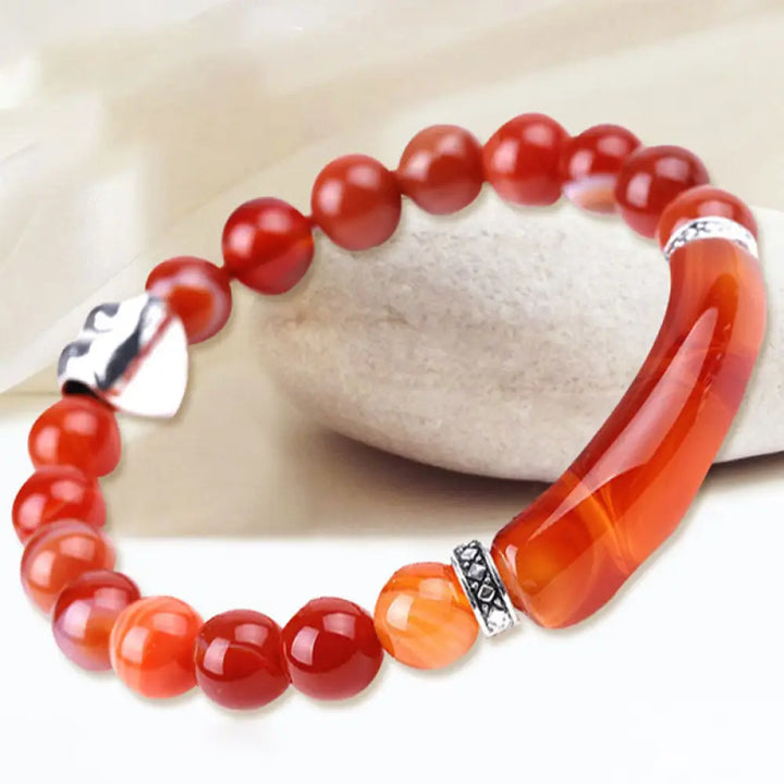 Natural Crystal Beads Unisex Heart Bracelet - BWOOOH - Bracelet