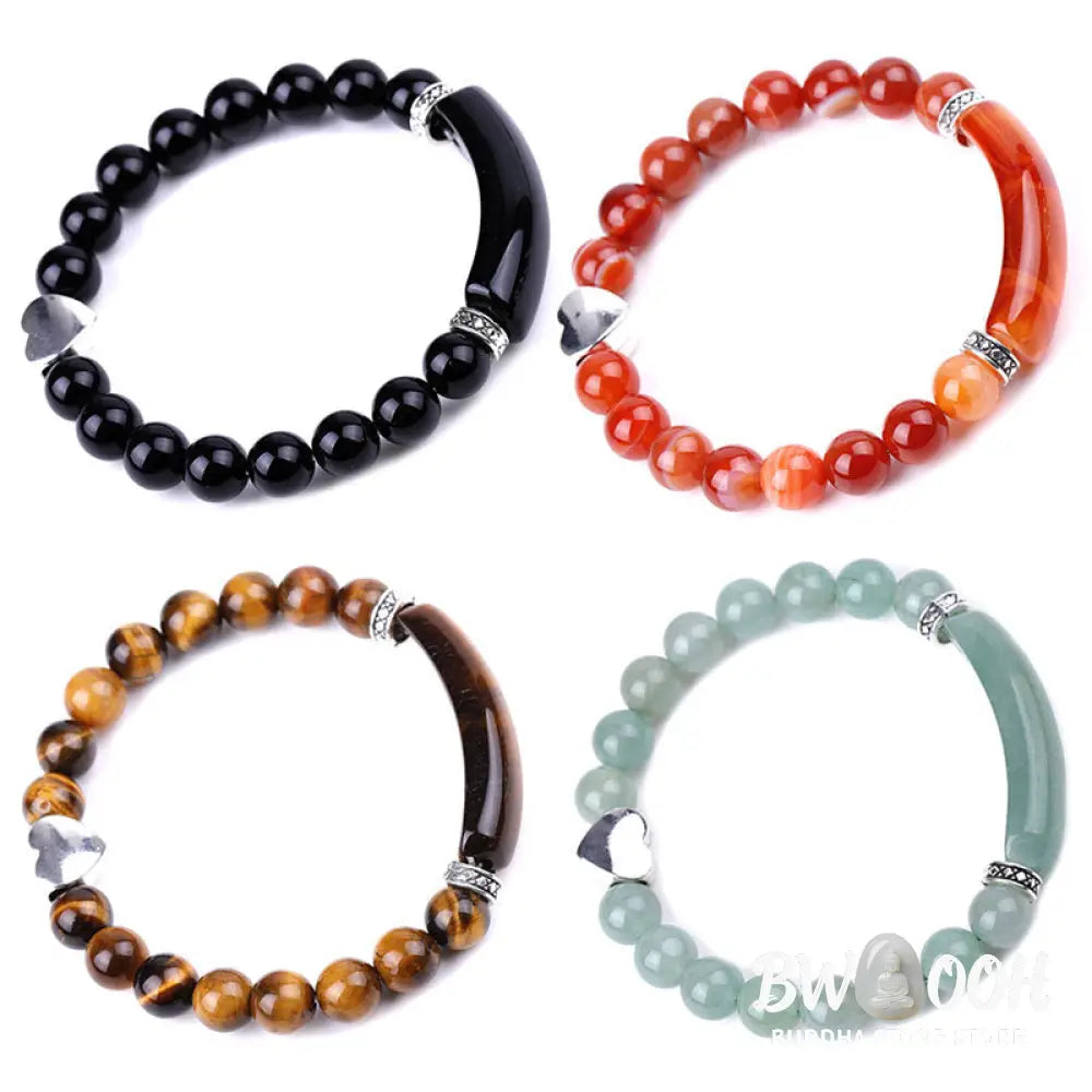 Natural Crystal Beads Unisex Heart Bracelet - BWOOOH - Bracelet