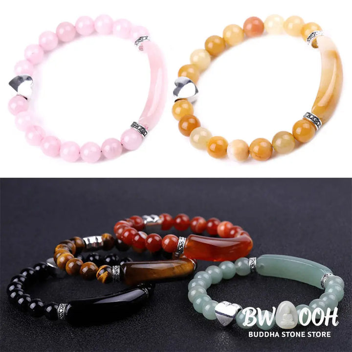 Natural Crystal Beads Unisex Heart Bracelet - BWOOOH - Bracelet