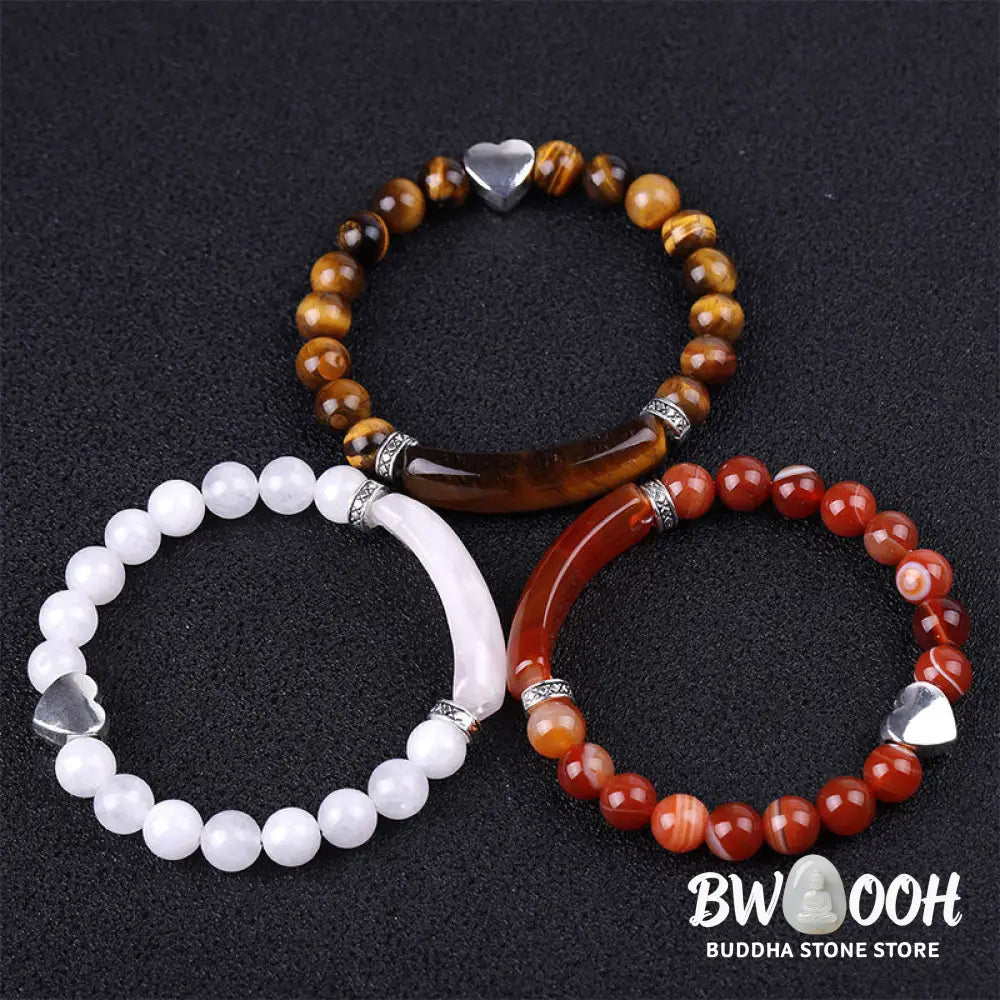 Natural Crystal Beads Unisex Heart Bracelet - BWOOOH - Bracelet