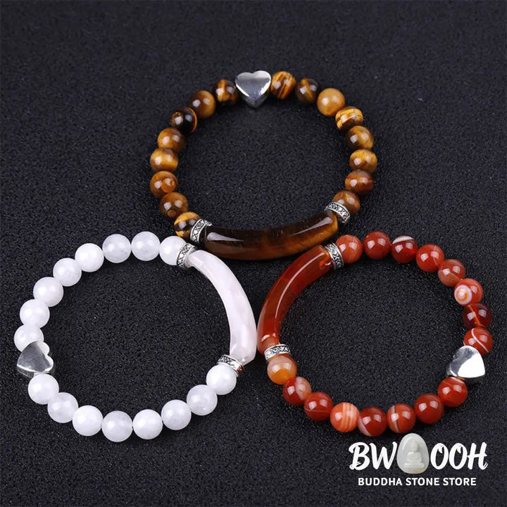 Natural Crystal Beads Unisex Heart Bracelet - BWOOOH - Bracelet