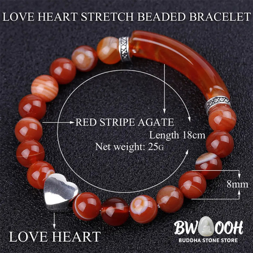 Natural Crystal Beads Unisex Heart Bracelet - BWOOOH - Bracelet