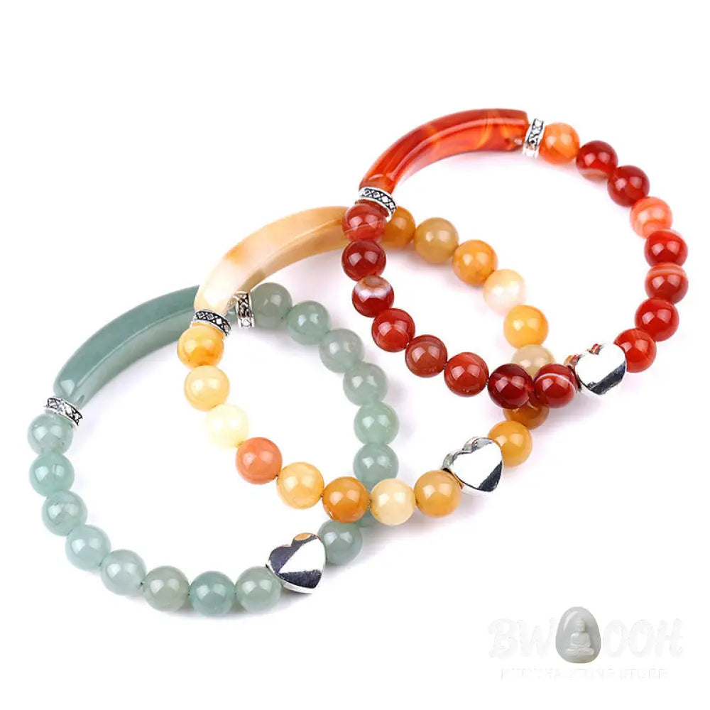 Natural Crystal Beads Unisex Heart Bracelet - BWOOOH - Bracelet