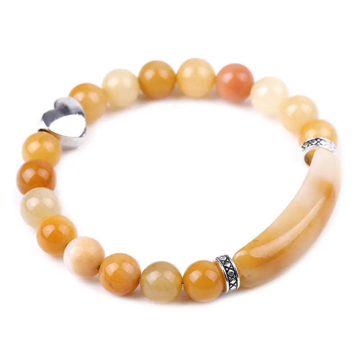 Natural Crystal Beads Unisex Heart Bracelet - BWOOOH - Golden Silk Jade - Bracelet