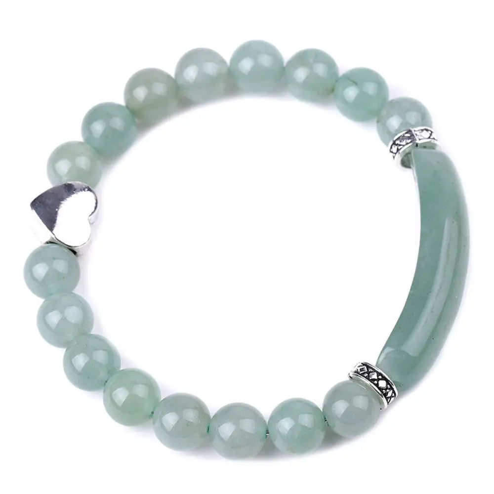 Natural Crystal Beads Unisex Heart Bracelet - BWOOOH - Green Aventurine - Bracelet