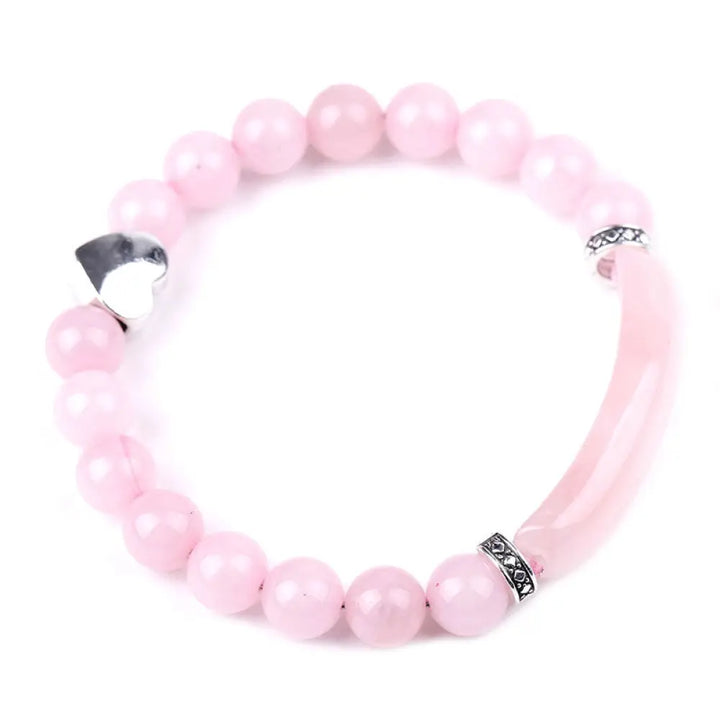 Natural Crystal Beads Unisex Heart Bracelet - BWOOOH - Pink Crystal - Bracelet