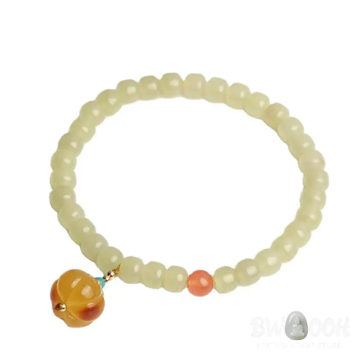 Natural Hetian Jade Pumpkin Amber Red Agate Crystal Prosperity Bracelet - BWOOOH - Hetian Jade&amp;Amber&amp;Red Agate