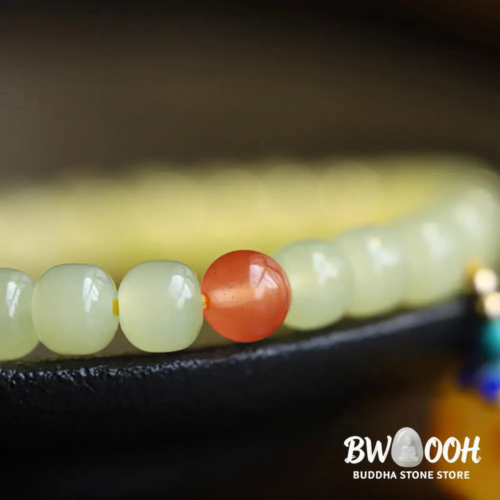 Natural Hetian Jade Pumpkin Amber Red Agate Crystal Prosperity Bracelet - BWOOOH - Hetian Jade&amp;Amber&amp;Red Agate