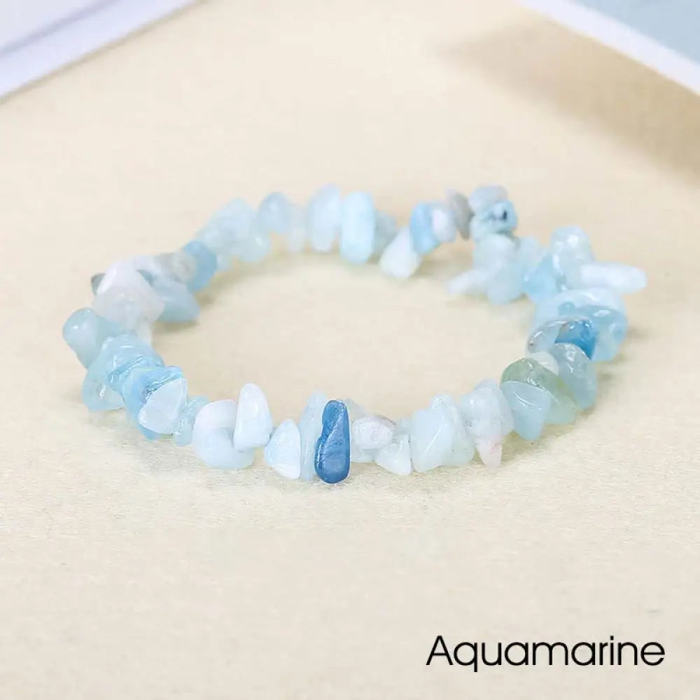 Natural Irregular Shape Crystal Stone Warmth Soothing Bracelet - Aquamarine - Bracelet