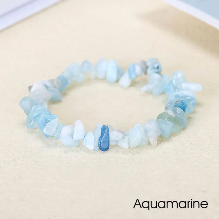 Natural Irregular Shape Crystal Stone Warmth Soothing Bracelet - Aquamarine - Bracelet