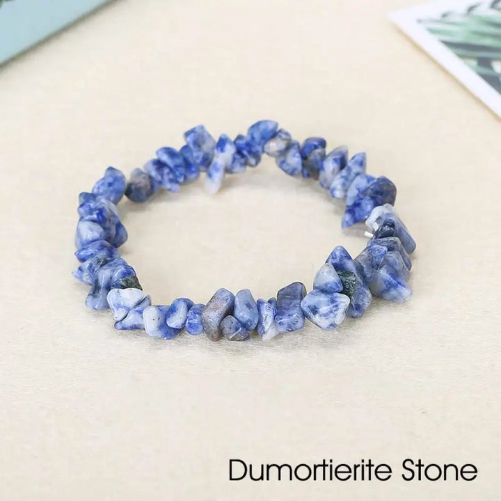 Natural Irregular Shape Crystal Stone Warmth Soothing Bracelet - Dumortierite Stone - Bracelet
