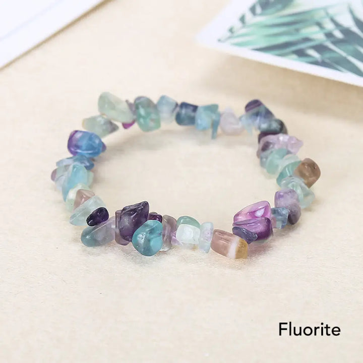 Natural Irregular Shape Crystal Stone Warmth Soothing Bracelet - Fluorite - Bracelet