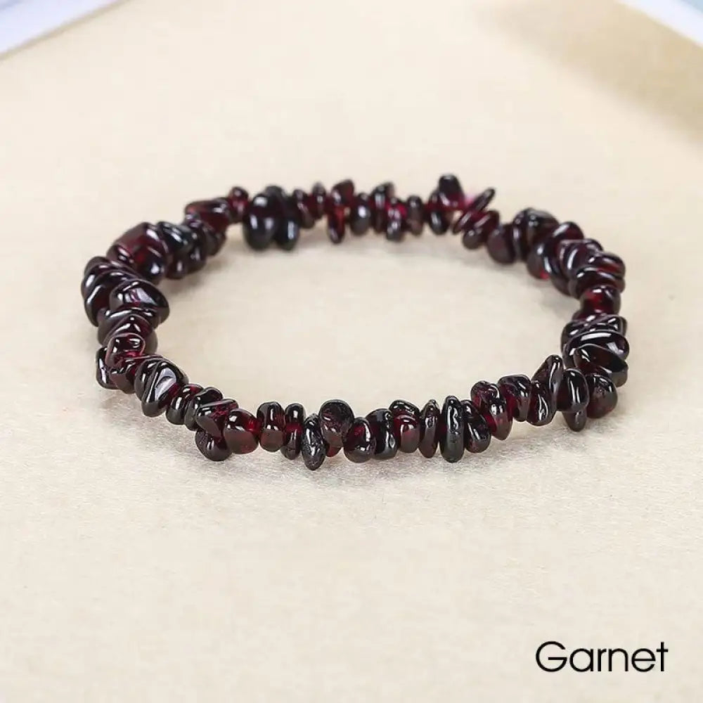 Natural Irregular Shape Crystal Stone Warmth Soothing Bracelet - Garnet - Bracelet