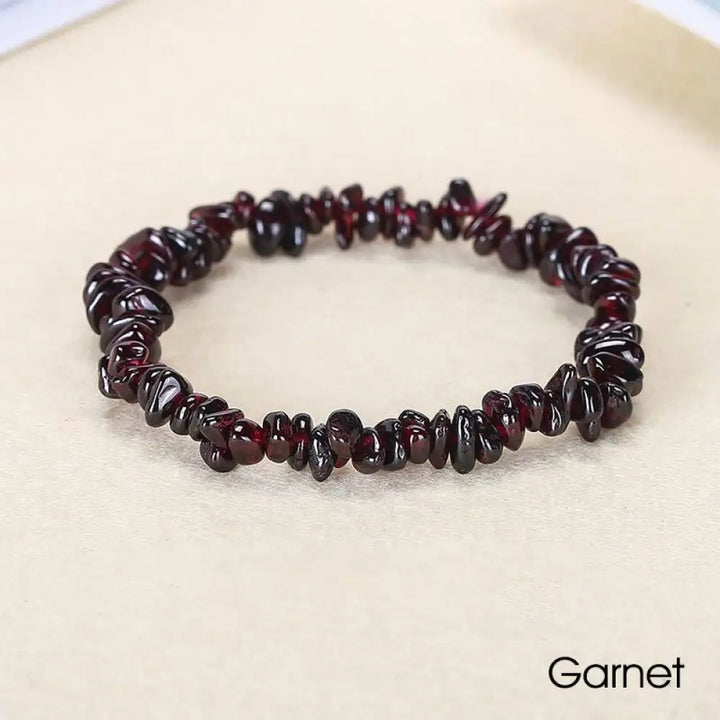 Natural Irregular Shape Crystal Stone Warmth Soothing Bracelet - Garnet - Bracelet
