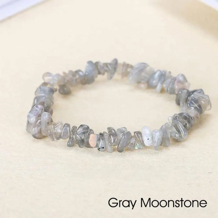 Natural Irregular Shape Crystal Stone Warmth Soothing Bracelet - Gray Moonstone - Bracelet