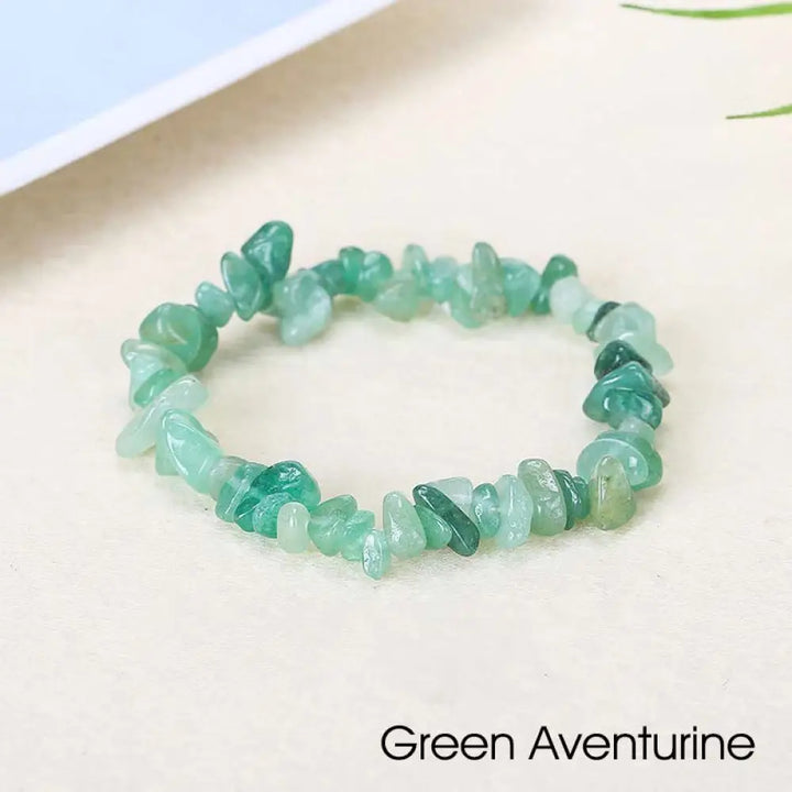 Natural Irregular Shape Crystal Stone Warmth Soothing Bracelet - Green Aventurine - Bracelet