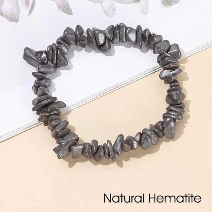 Natural Irregular Shape Crystal Stone Warmth Soothing Bracelet - Natural Hematite - Bracelet