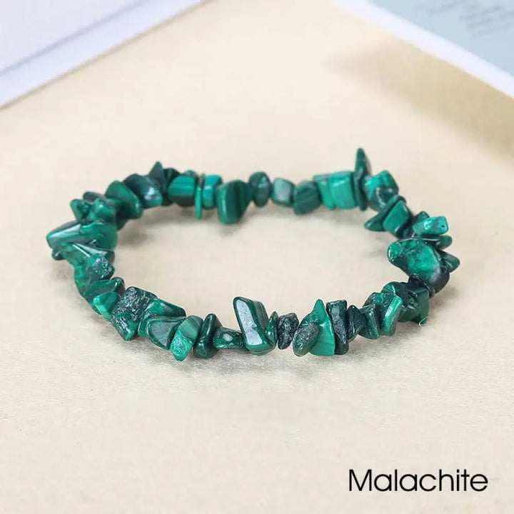 Natural Irregular Shape Crystal Stone Warmth Soothing Bracelet - Malachite - Bracelet
