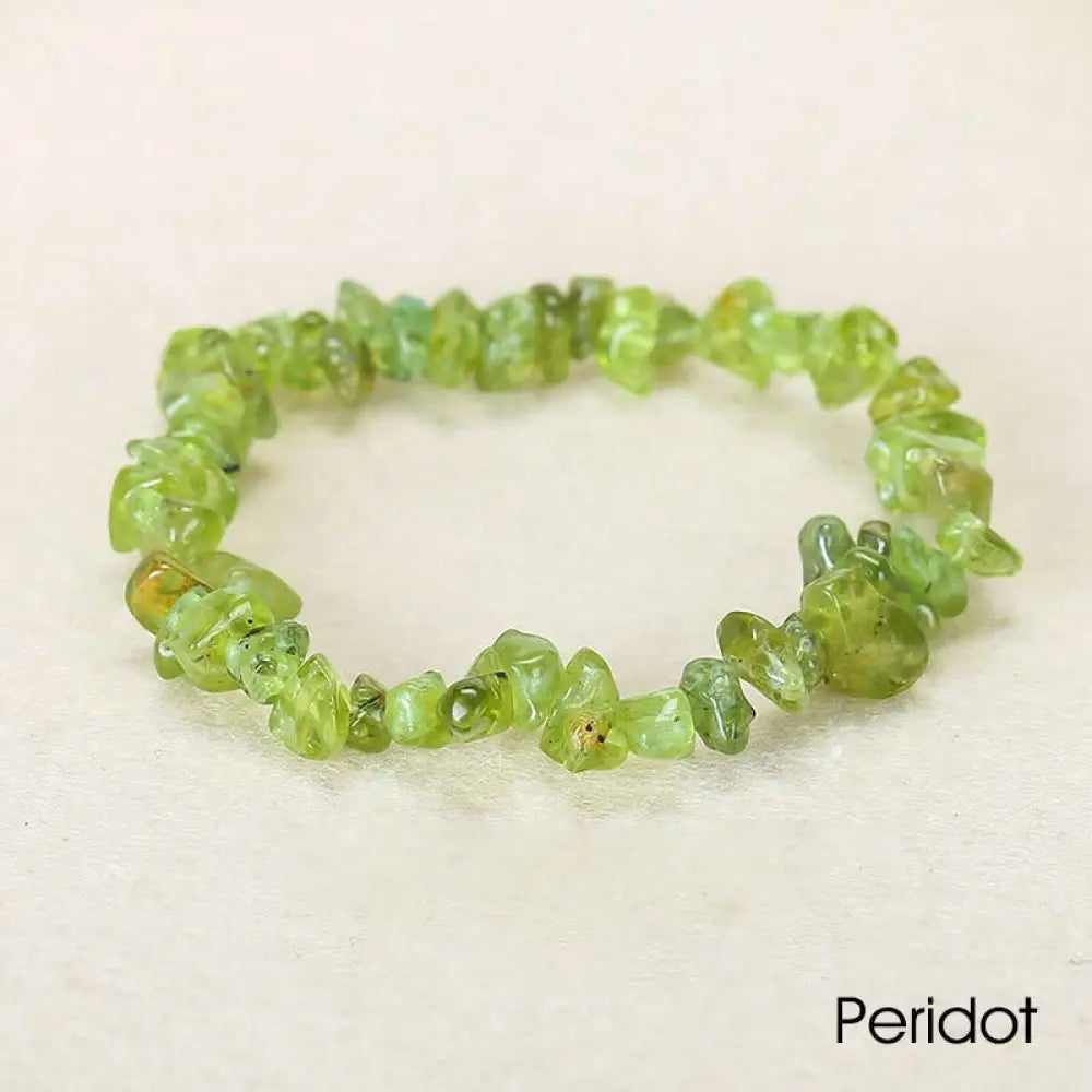 Natural Irregular Shape Crystal Stone Warmth Soothing Bracelet - Peridot - Bracelet