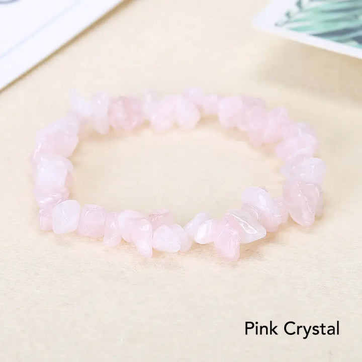 Natural Irregular Shape Crystal Stone Warmth Soothing Bracelet - Pink Crystal - Bracelet