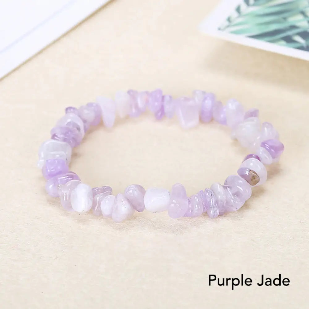 Natural Irregular Shape Crystal Stone Warmth Soothing Bracelet - Purple Jade - Bracelet