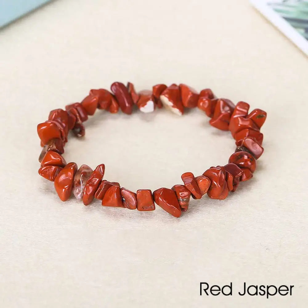 Natural Irregular Shape Crystal Stone Warmth Soothing Bracelet - Red Jasper - Bracelet