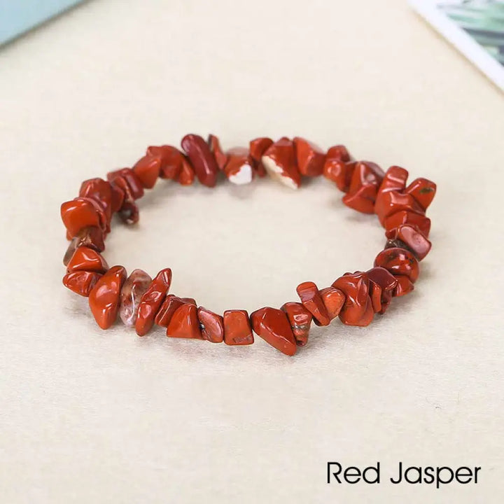 Natural Irregular Shape Crystal Stone Warmth Soothing Bracelet - Red Jasper - Bracelet