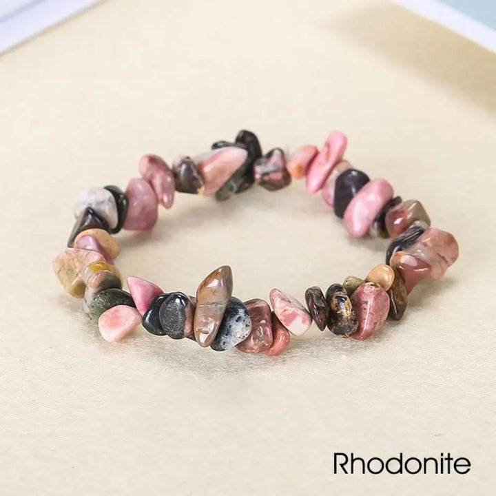 Natural Irregular Shape Crystal Stone Warmth Soothing Bracelet - Rhodonite - Bracelet