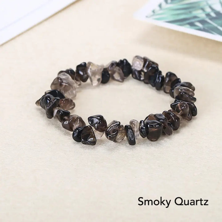 Natural Irregular Shape Crystal Stone Warmth Soothing Bracelet - Smoky Quartz - Bracelet