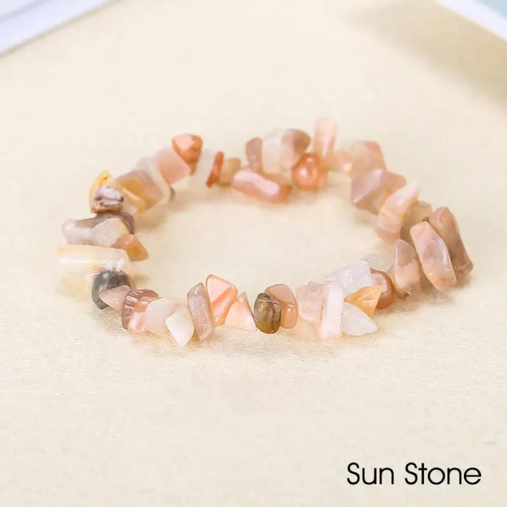 Natural Irregular Shape Crystal Stone Warmth Soothing Bracelet - Sun Stone - Bracelet