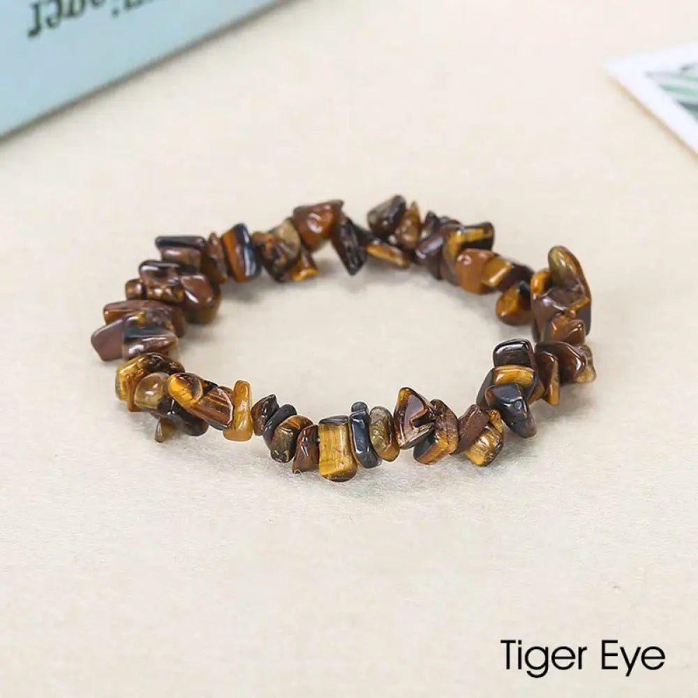 Natural Irregular Shape Crystal Stone Warmth Soothing Bracelet - Tiger Eye - Bracelet