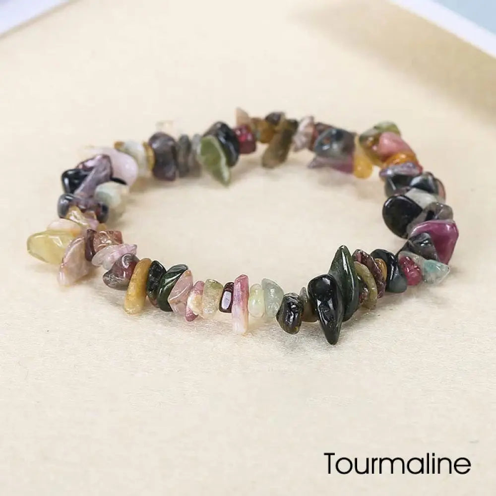 Natural Irregular Shape Crystal Stone Warmth Soothing Bracelet - Tourmaline - Bracelet