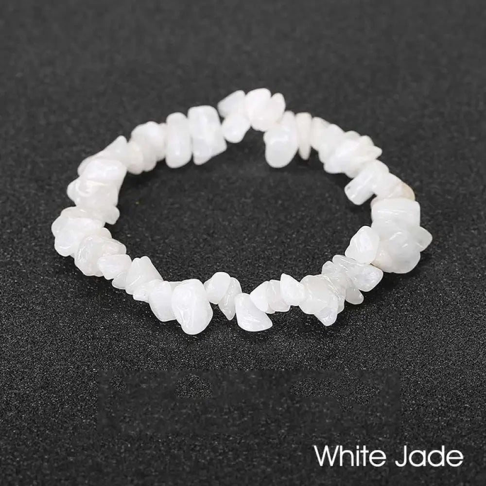 Natural Irregular Shape Crystal Stone Warmth Soothing Bracelet - White Jade - Bracelet