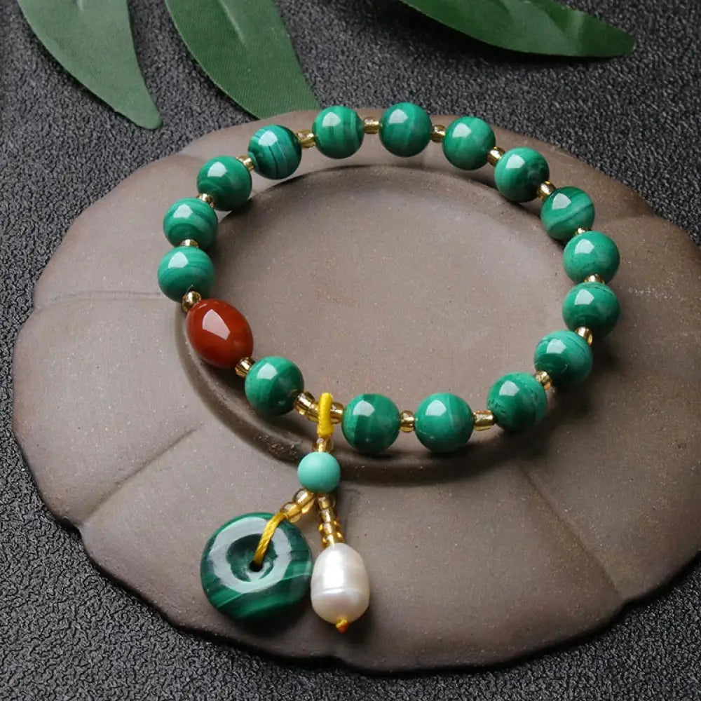 BWOOOH Natural Malachite Red Agate Bead Protection Charm Bracelet | spiritual healing bracelet