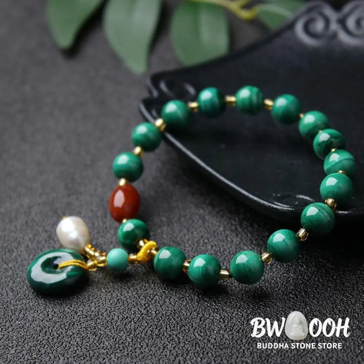 BWOOOH Natural Malachite Red Agate Bead Protection Charm Bracelet | spiritual healing bracelet