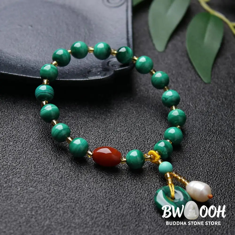 BWOOOH Natural Malachite Red Agate Bead Protection Charm Bracelet | spiritual healing bracelet