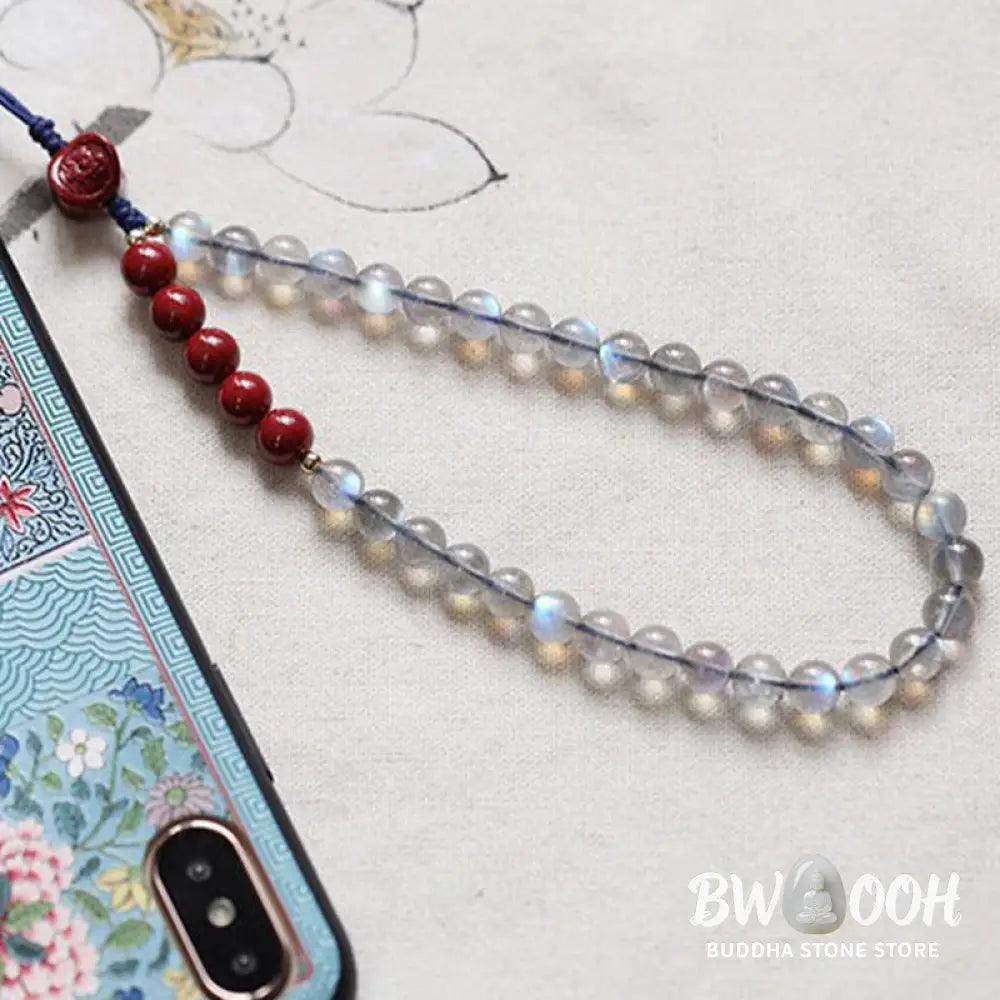 Natural Moonstone Cinnabar Calm Positive Phone Decoration - Moonstone&amp;Cinnabar - Decorations