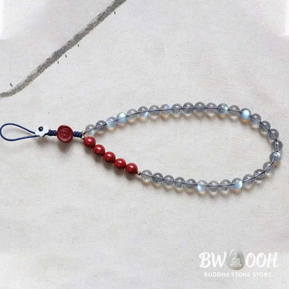 Natural Moonstone Cinnabar Calm Positive Phone Decoration - Moonstone&amp;Cinnabar - Decorations