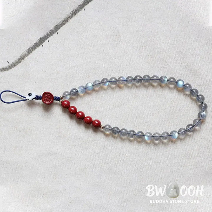 Natural Moonstone Cinnabar Calm Positive Phone Decoration - Moonstone&amp;Cinnabar - Decorations
