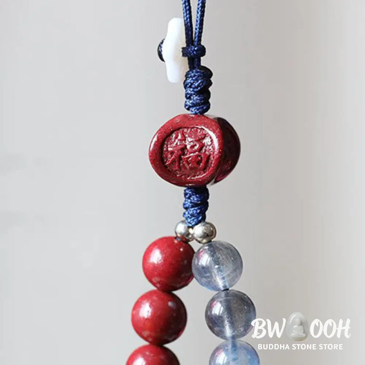 Natural Moonstone Cinnabar Calm Positive Phone Decoration - Moonstone&amp;Cinnabar - Decorations