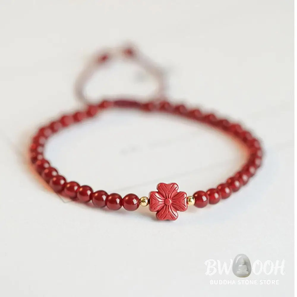 BWOOOH Natural Red Agate Endless Knot Four Leaf Clover Star Confidence String Bracelet | spiritual healing bracelet