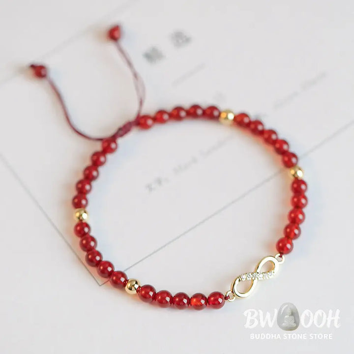 BWOOOH Natural Red Agate Endless Knot Four Leaf Clover Star Confidence String Bracelet | spiritual healing bracelet