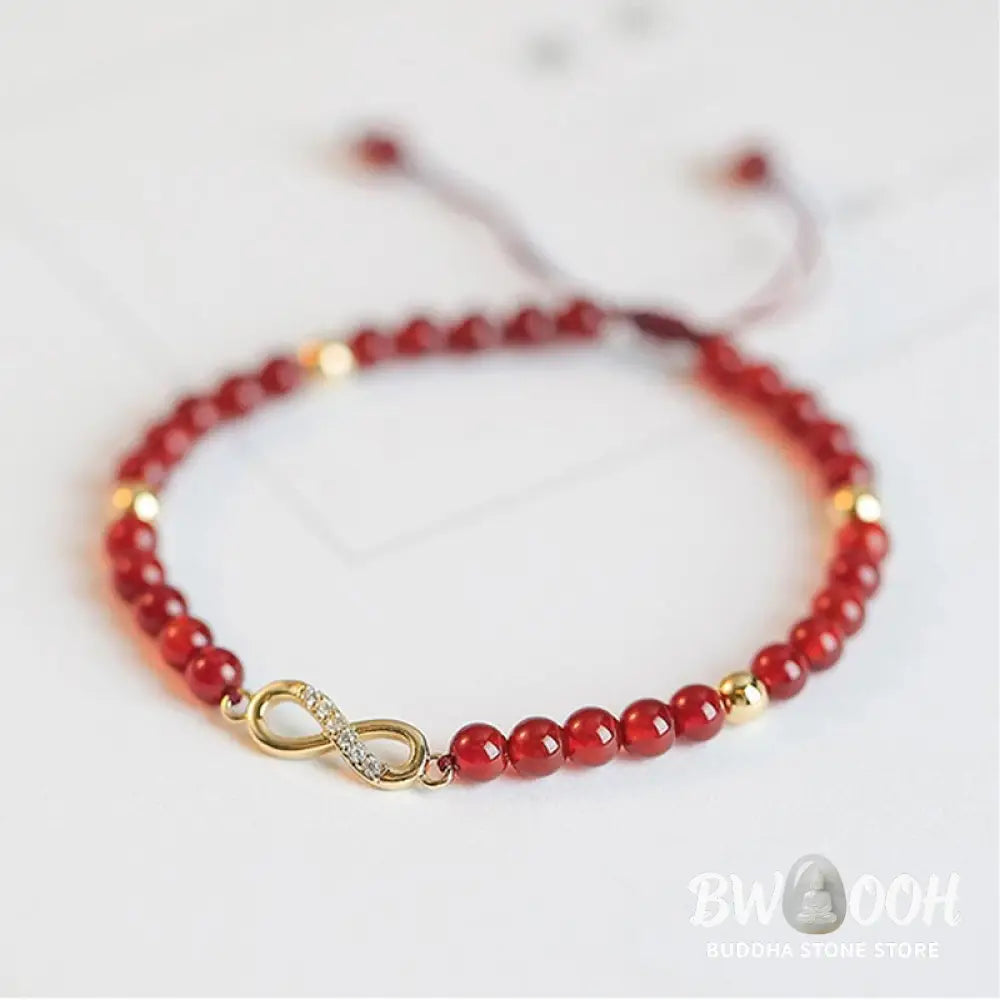 BWOOOH Natural Red Agate Endless Knot Four Leaf Clover Star Confidence String Bracelet | spiritual healing bracelet