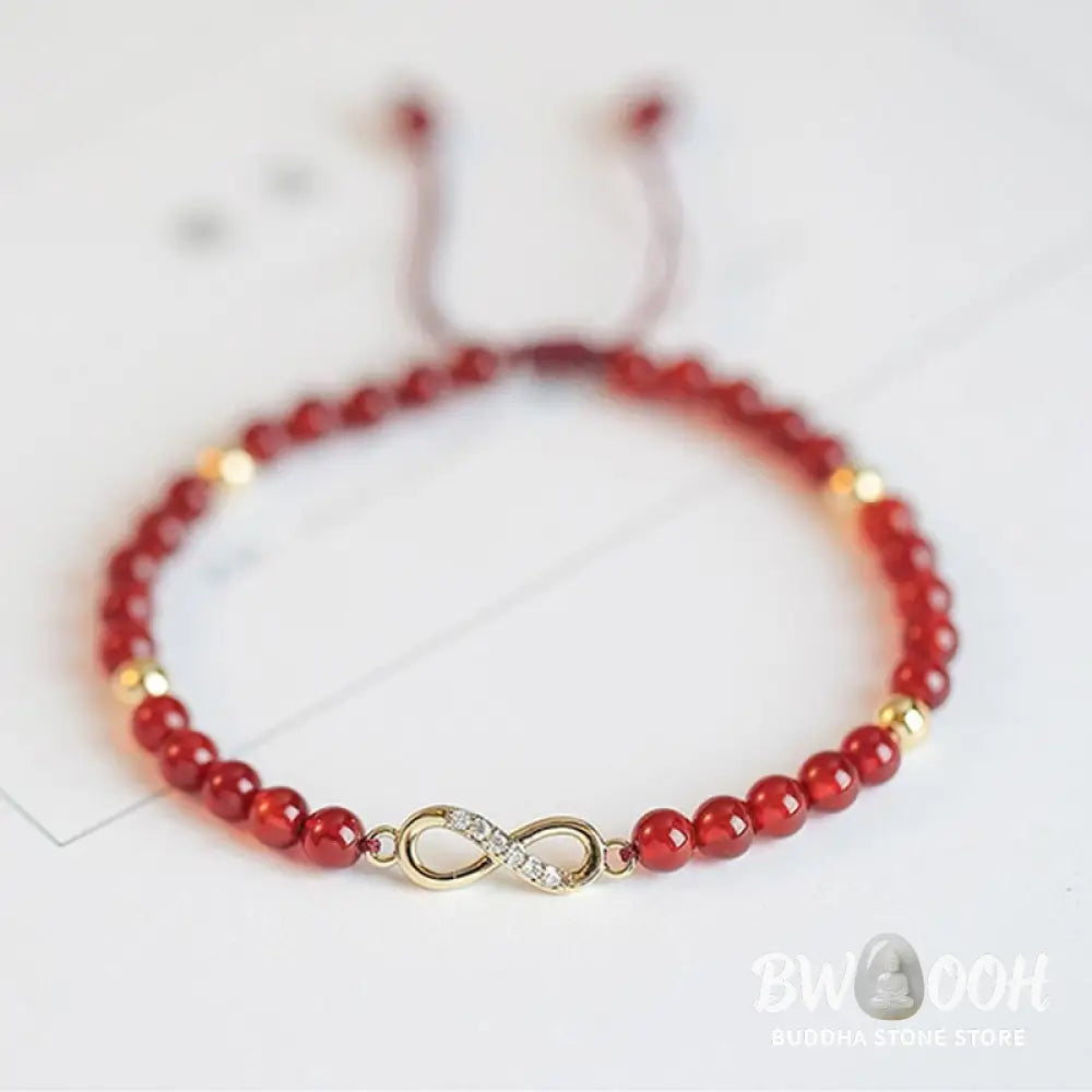 BWOOOH Natural Red Agate Endless Knot Four Leaf Clover Star Confidence String Bracelet | spiritual healing bracelet