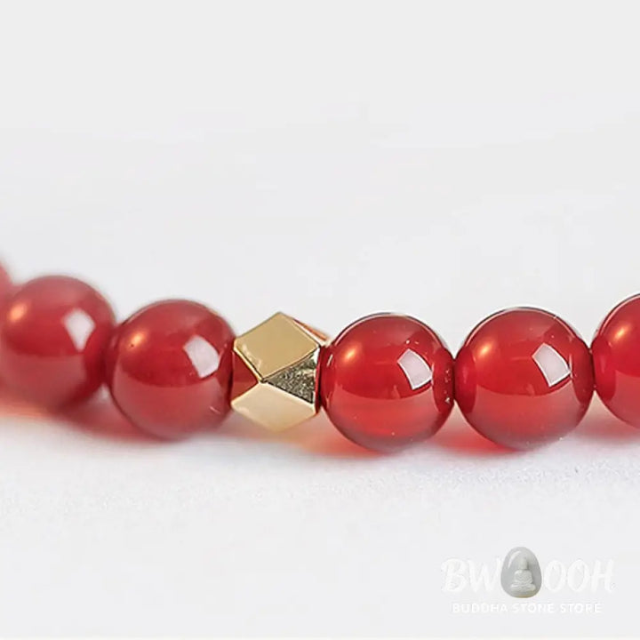 BWOOOH Natural Red Agate Endless Knot Four Leaf Clover Star Confidence String Bracelet | spiritual healing bracelet