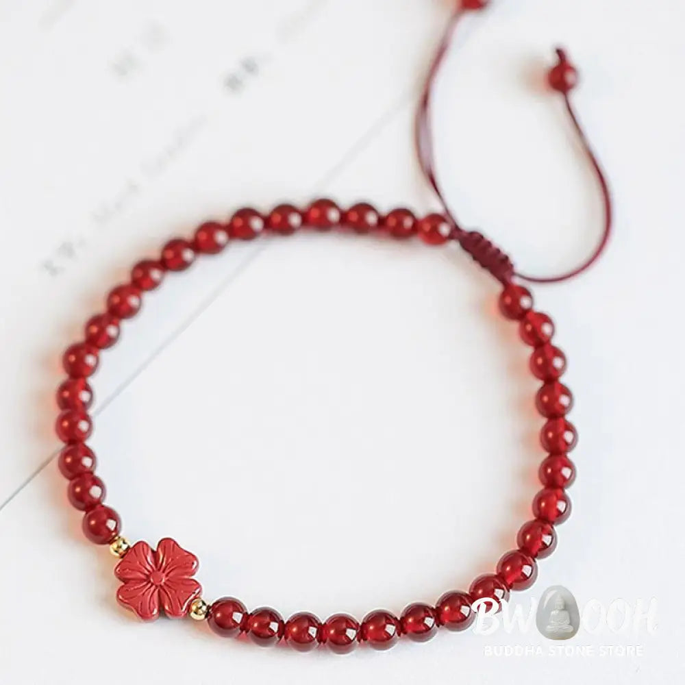 BWOOOH Natural Red Agate Endless Knot Four Leaf Clover Star Confidence String Bracelet | spiritual healing bracelet