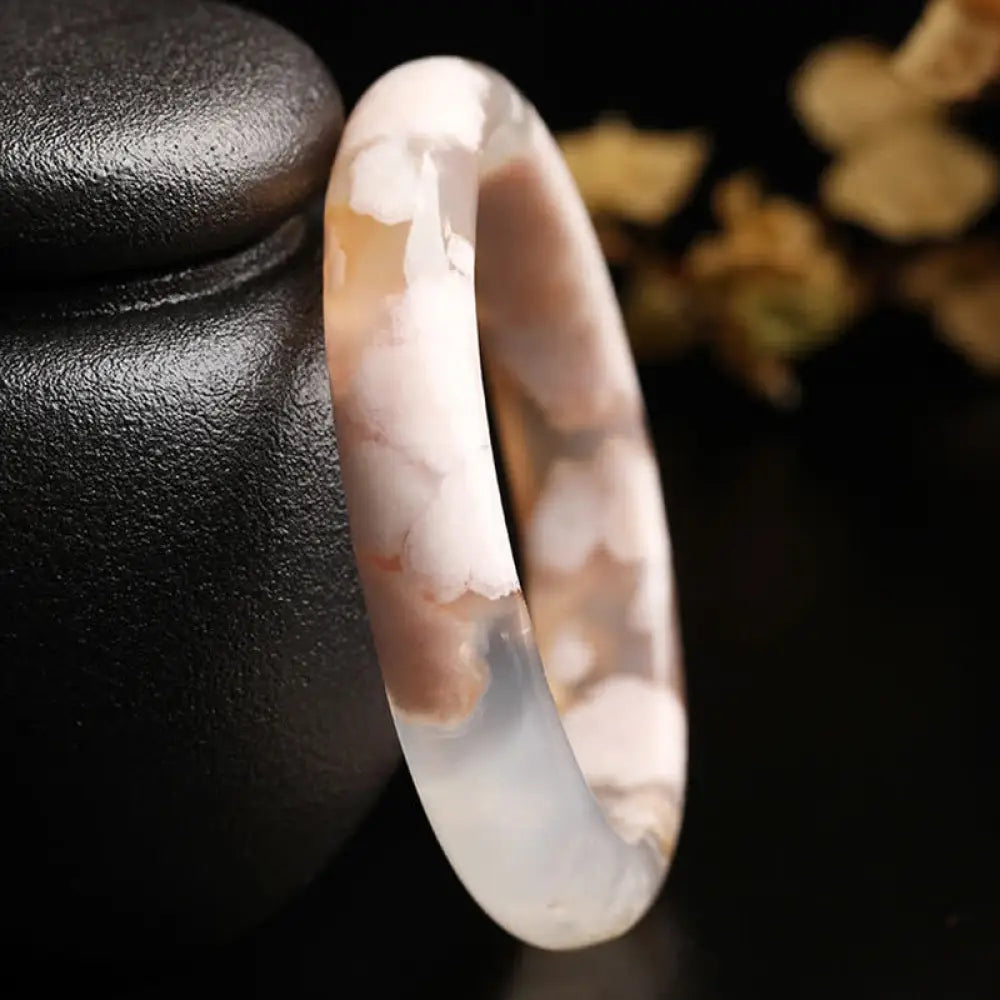 Natural Sakura Agate Peace Bracelet Bangle - 50mm - Bracelet Cuff Bangle