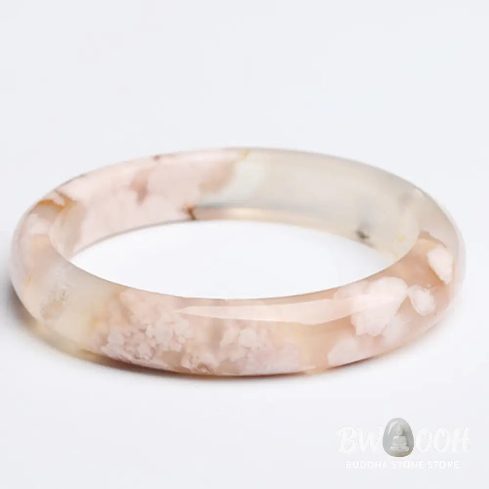Natural Sakura Agate Peace Bracelet Bangle - 50mm - Bracelet Cuff Bangle