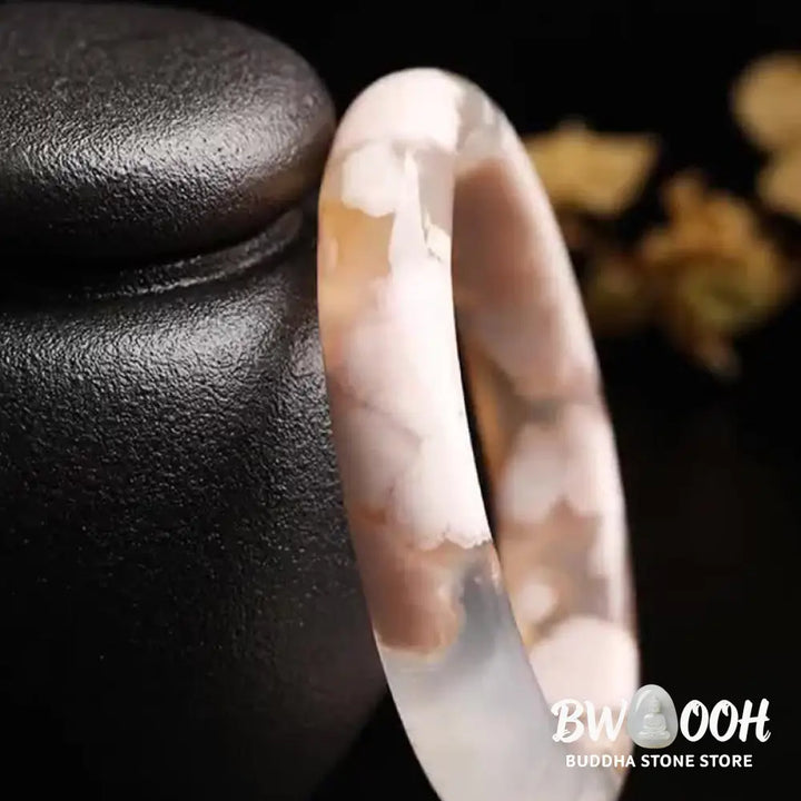 Natural Sakura Agate Peace Bracelet Bangle - 50mm - Bracelet Cuff Bangle